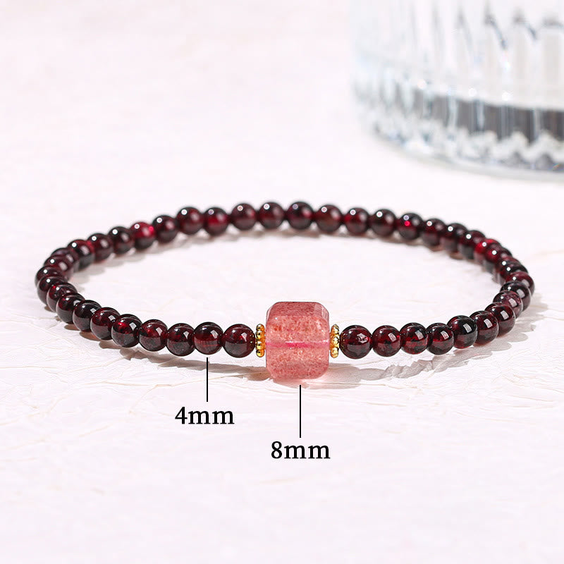 Nimara Ritual Garnet Cinnabar PiXiu Strawberry Quartz Square Bead Protection Bracelet