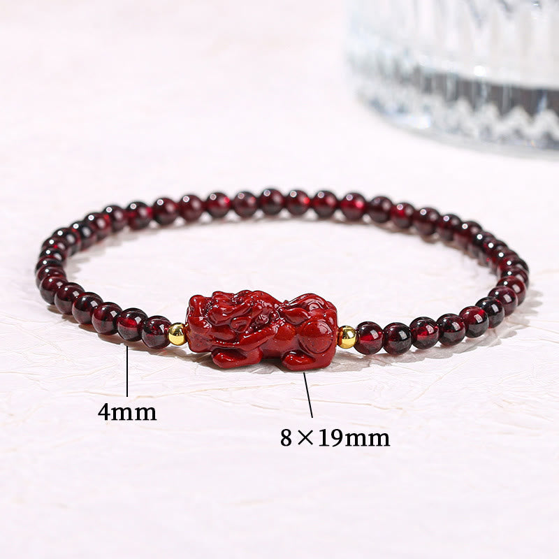 Nimara Ritual Garnet Cinnabar PiXiu Strawberry Quartz Square Bead Protection Bracelet