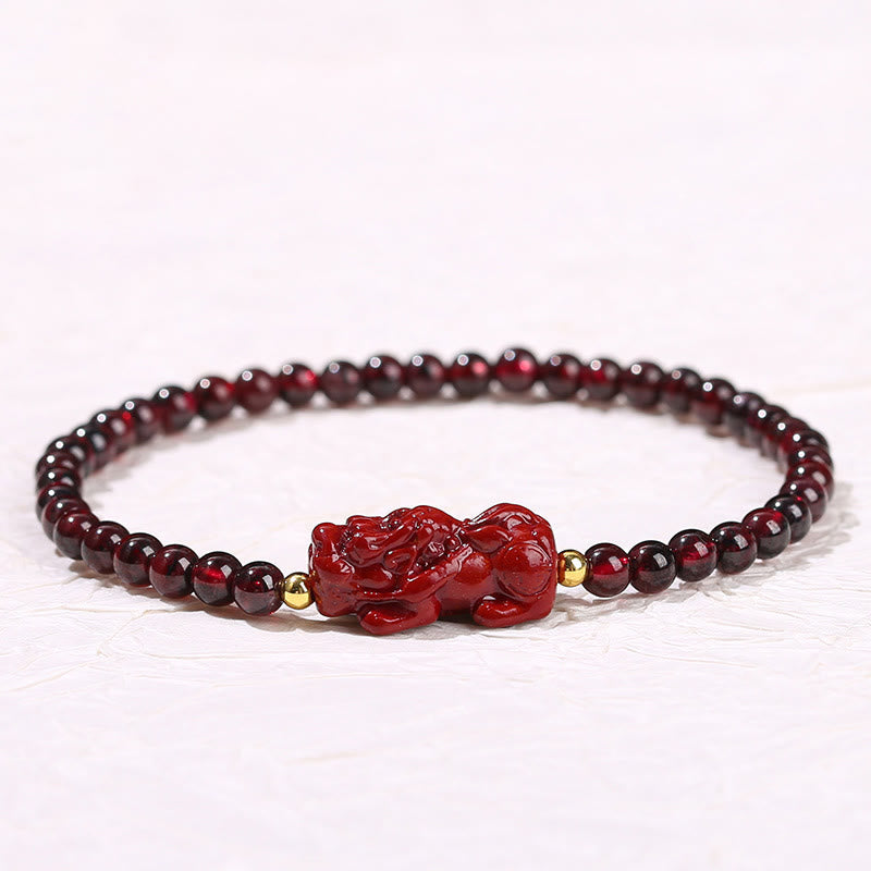 Nimara Ritual Garnet Cinnabar PiXiu Strawberry Quartz Square Bead Protection Bracelet