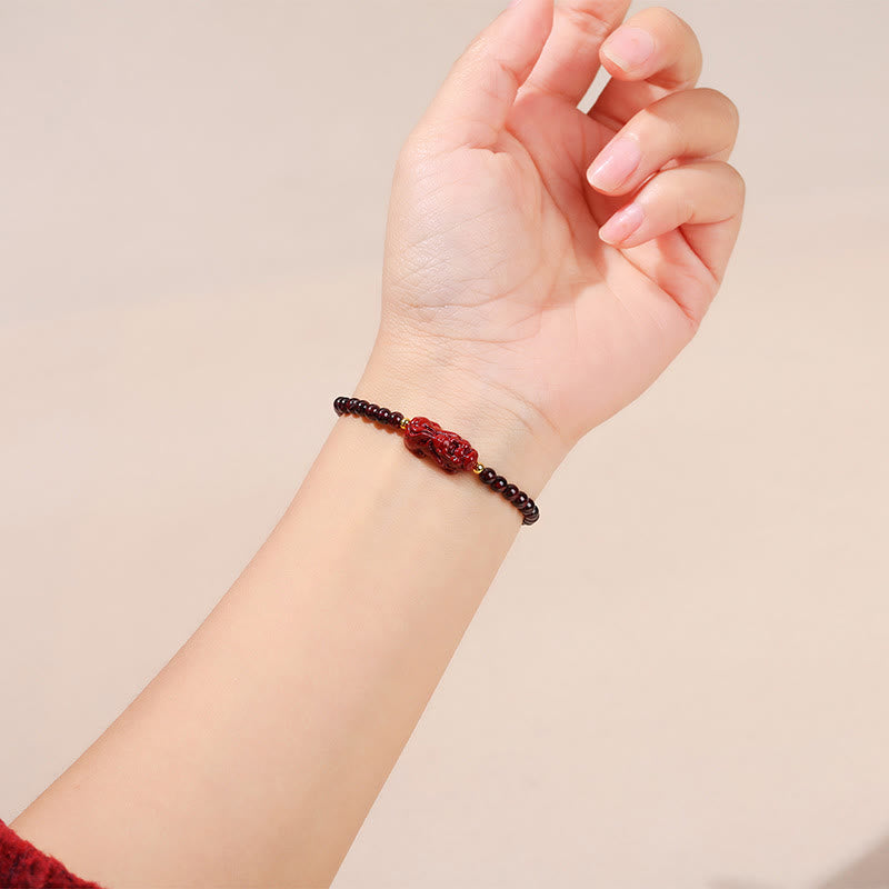 Nimara Ritual Garnet Cinnabar PiXiu Strawberry Quartz Square Bead Protection Bracelet