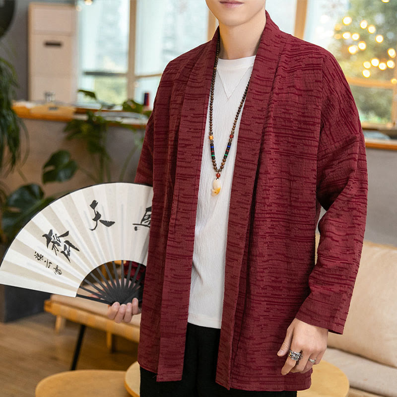 Nimara Ritual Fall Simple Loose Plain Linen Blend Men's Mid-length Coat Clothing