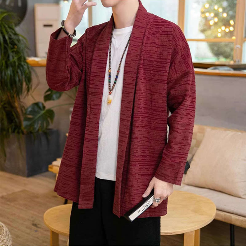 Nimara Ritual Fall Simple Loose Plain Linen Blend Men's Mid-length Coat Clothing