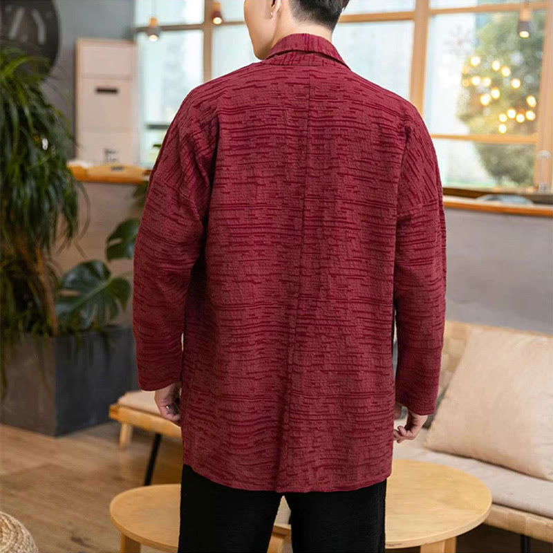 Nimara Ritual Fall Simple Loose Plain Linen Blend Men's Mid-length Coat Clothing