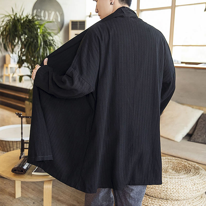 Nimara Ritual Fall Simple Casual Loose Plain Linen Blend Men's Mid-length Coat Clothing