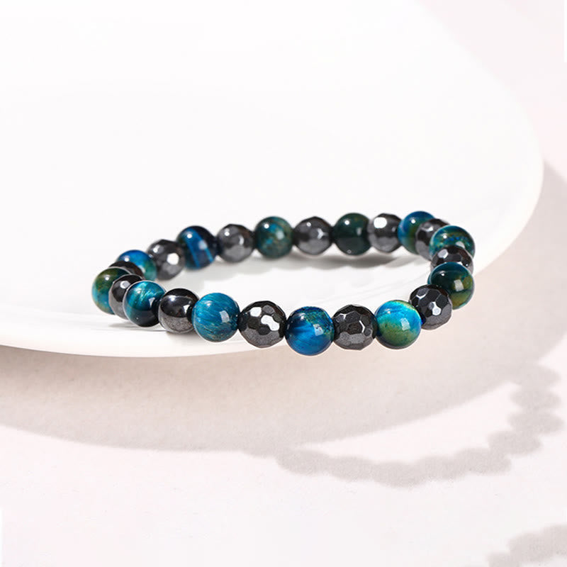 Nimara Ritual 2Pcs Hematite Tiger Eye Blue Tiger Eye Powerful Bracelet Set