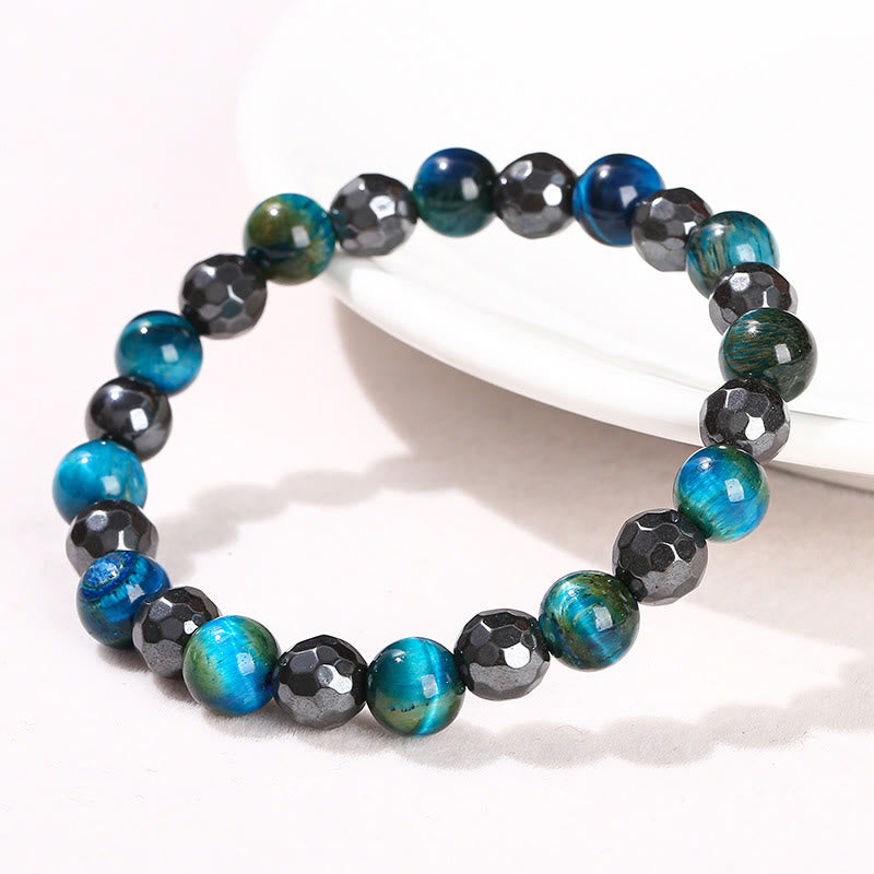 Nimara Ritual 2Pcs Hematite Tiger Eye Blue Tiger Eye Powerful Bracelet Set