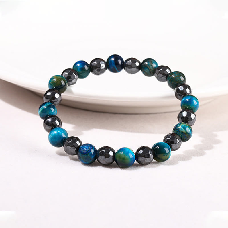 Nimara Ritual 2Pcs Hematite Tiger Eye Blue Tiger Eye Powerful Bracelet Set