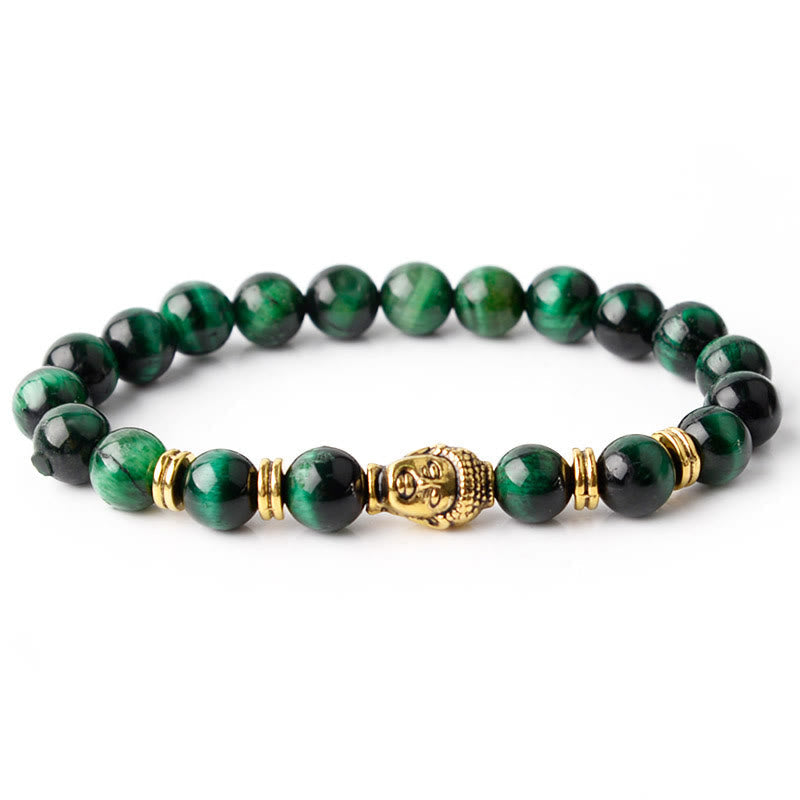 Nimara Ritual Blue Green Red Tiger Eye Buddha Head Balance Bracelet