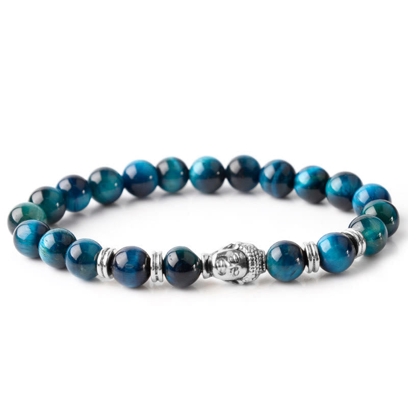 Nimara Ritual Blue Green Red Tiger Eye Buddha Head Balance Bracelet