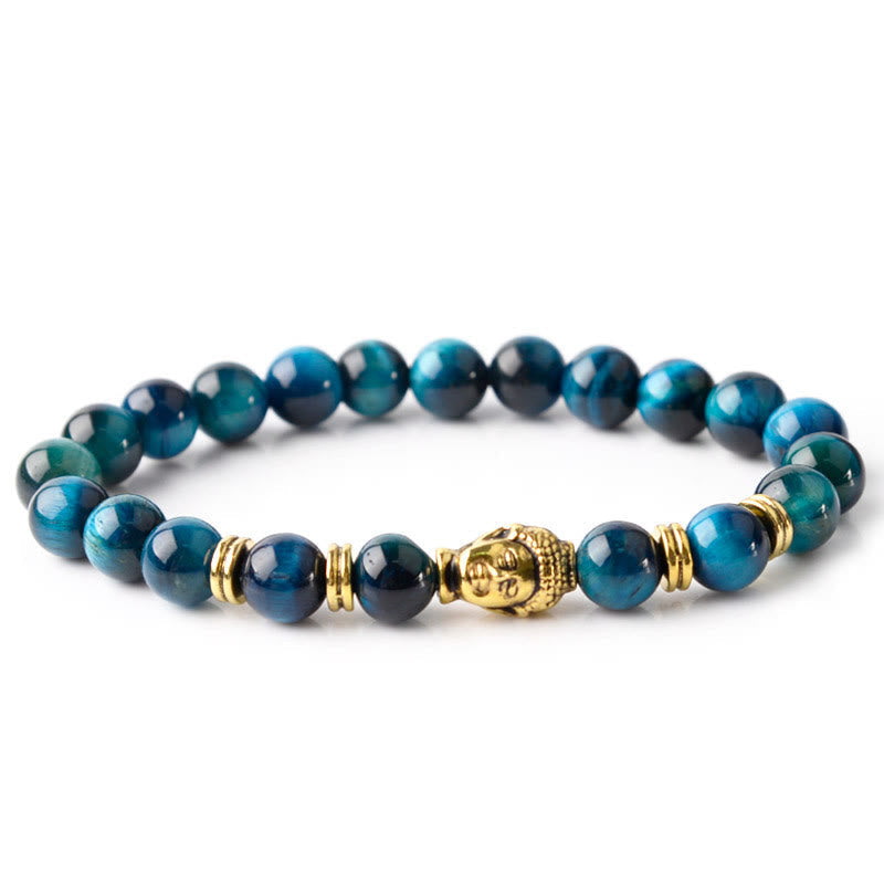 Nimara Ritual Blue Green Red Tiger Eye Buddha Head Balance Bracelet