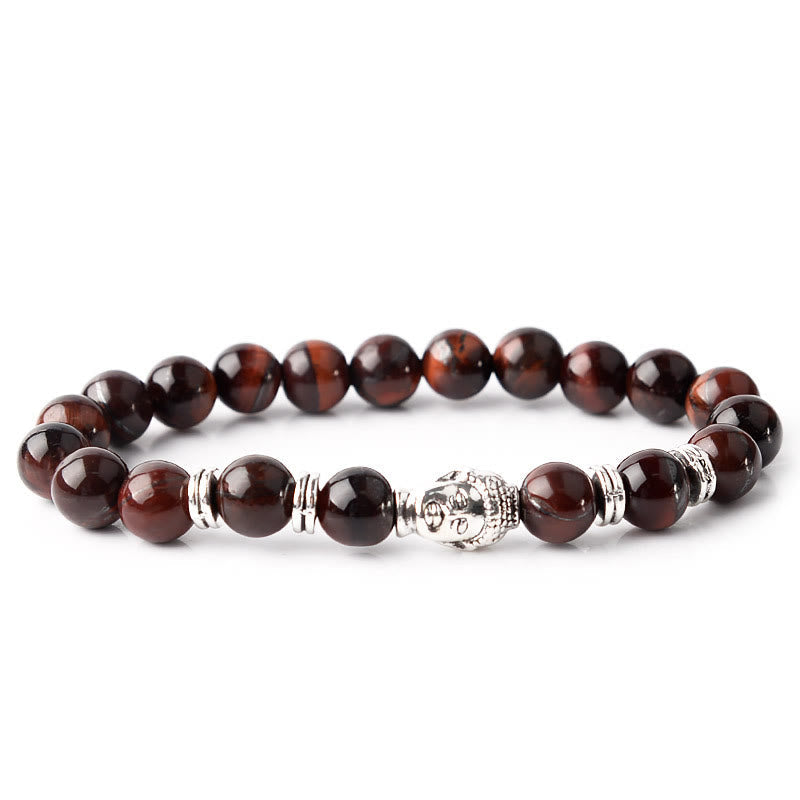 Nimara Ritual Blue Green Red Tiger Eye Buddha Head Balance Bracelet