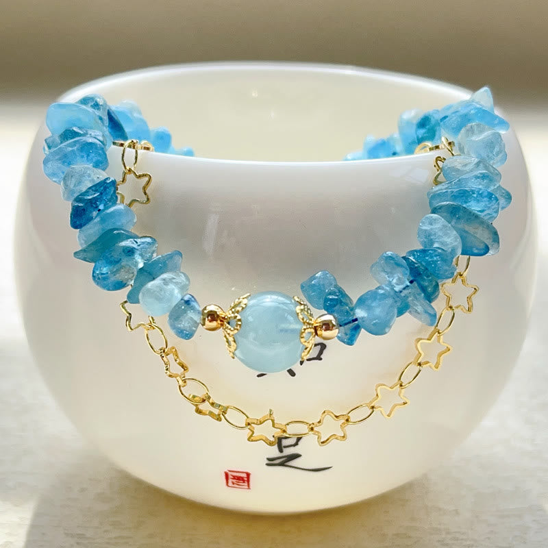 Nimara Ritual Aquamarine Gravel Design Star Healing Magnetic Buckle Bracelet