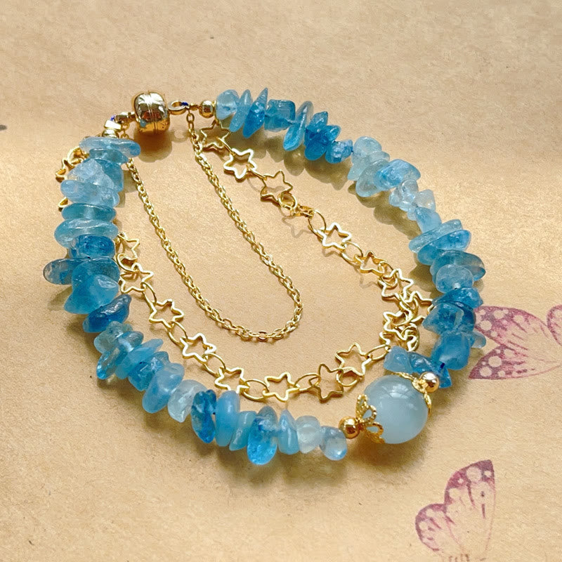 Nimara Ritual Aquamarine Gravel Design Star Healing Magnetic Buckle Bracelet