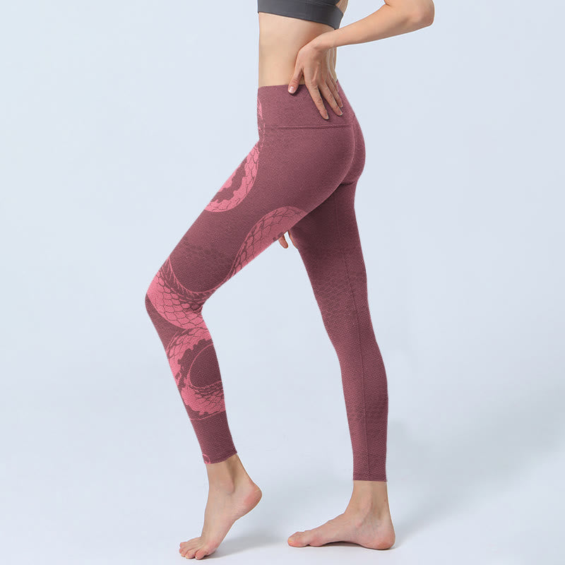 Nimara Ritual Pink Snake And Snakeskin Print Gym Leggings Women's Yoga Pants
