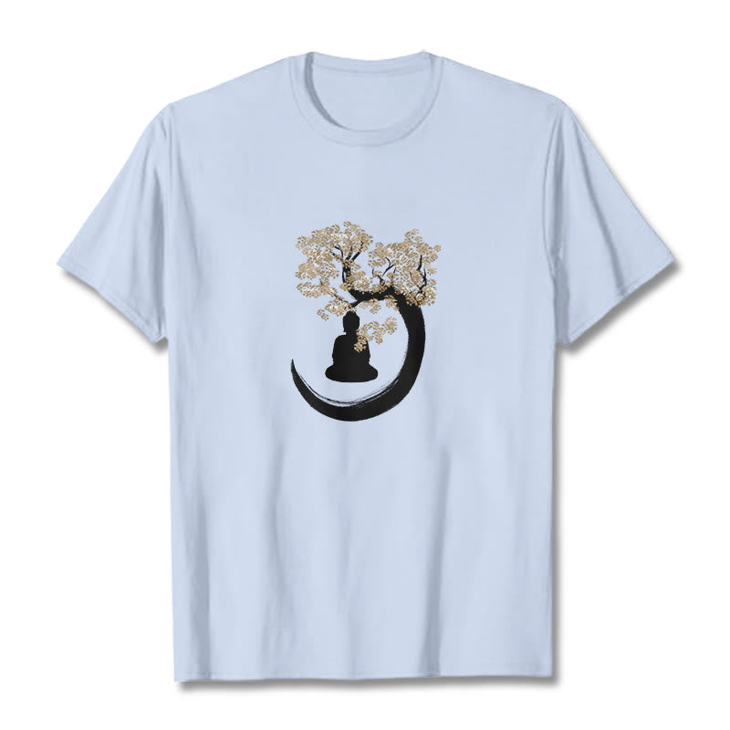 Nimara Ritual Buddha Sitting Under The Tree Cotton Tee T-shirt