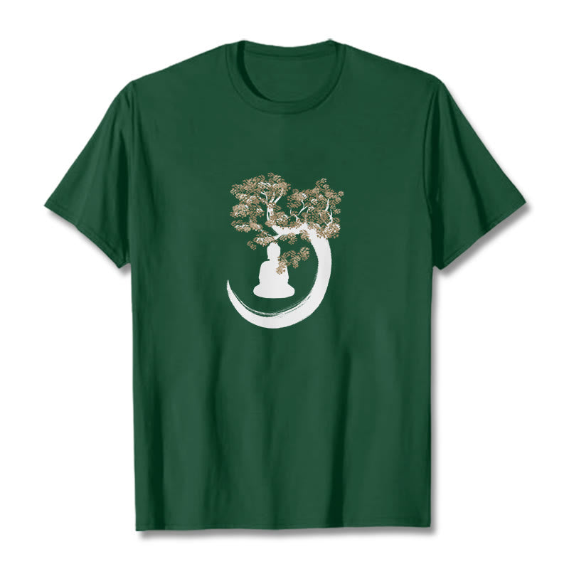 Nimara Ritual Buddha Sitting Under The Tree Cotton Tee T-shirt