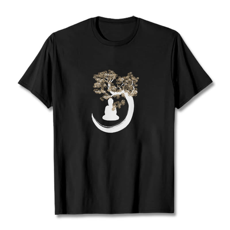 Nimara Ritual Buddha Sitting Under The Tree Cotton Tee T-shirt