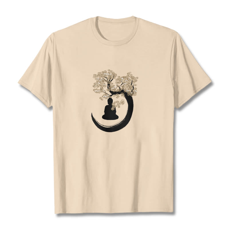 Nimara Ritual Buddha Sitting Under The Tree Cotton Tee T-shirt