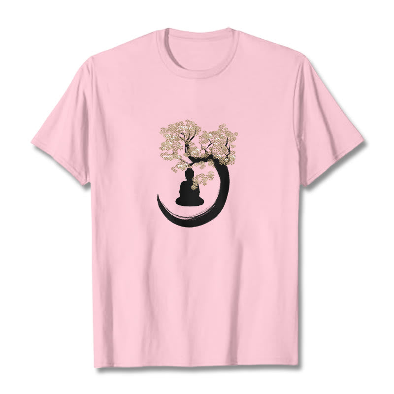 Nimara Ritual Buddha Sitting Under The Tree Cotton Tee T-shirt