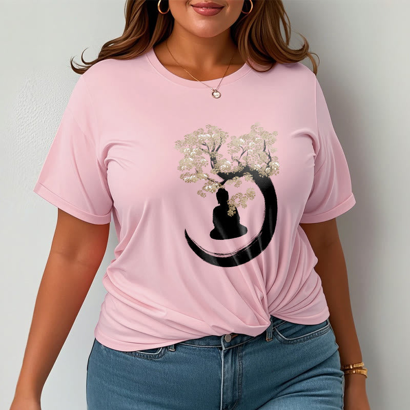 Nimara Ritual Buddha Sitting Under The Tree Cotton Tee T-shirt