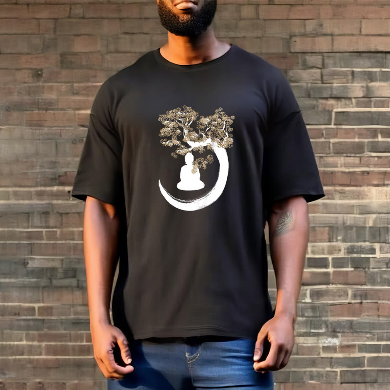 Nimara Ritual Buddha Sitting Under The Tree Cotton Tee T-shirt