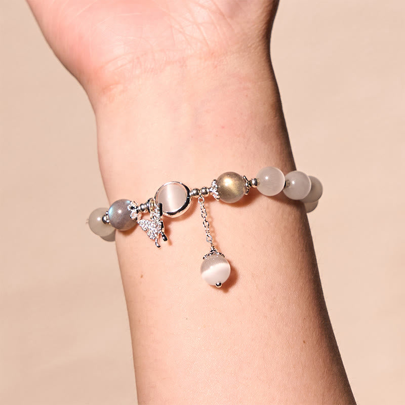 Nimara Ritual Cat's Eye Moonstone Butterfly Star Charm Support Bracelet