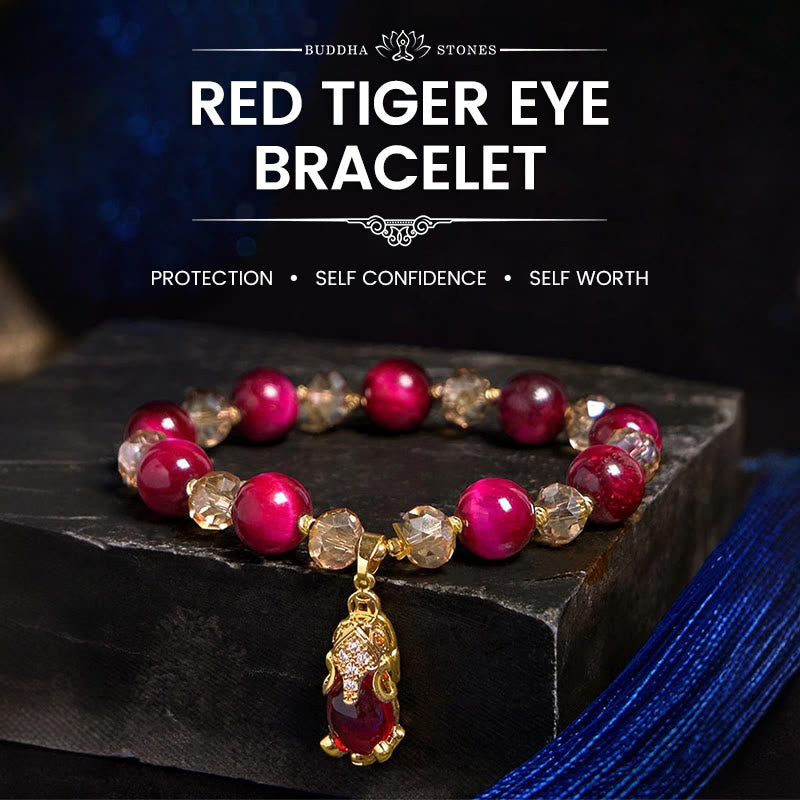 Nimara Ritual Red Tiger Eye PiXiu Fox Protection Self Confidence Bracelet