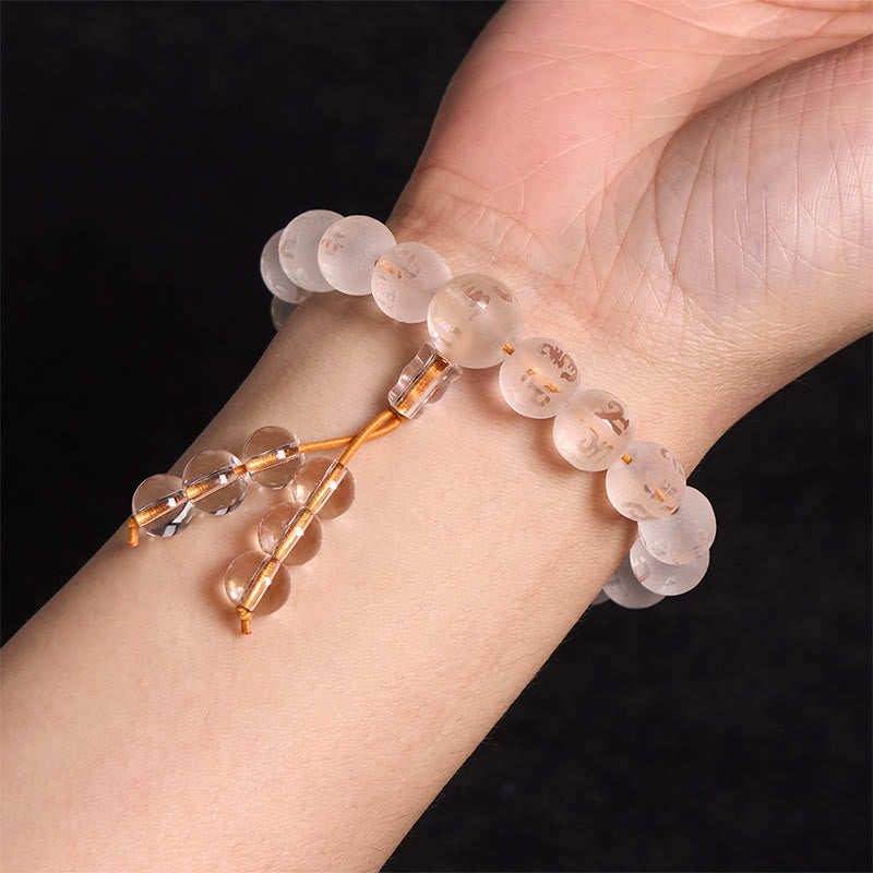 Nimara Ritual Tibet White Crystal Black Onyx Om Mani Padme Hum Meditation Bracelet