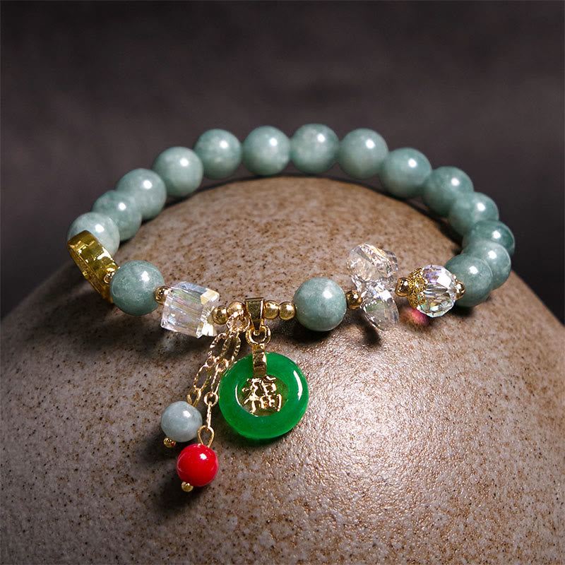 Nimara Ritual Strawberry Quartz Jade Fu Character Charm Healing Bracelet