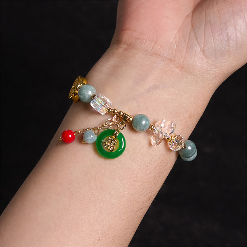 Nimara Ritual Strawberry Quartz Jade Fu Character Charm Healing Bracelet