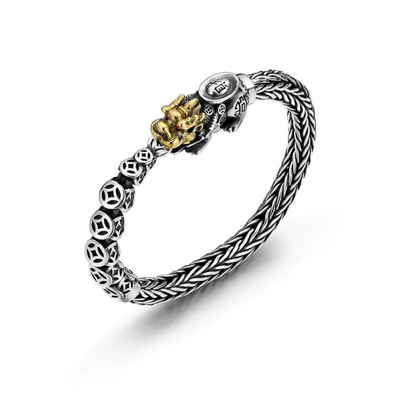 Nimara Ritual 925 Sterling Silver PiXiu Copper Coins Ingot Wealth Bracelet Bangle