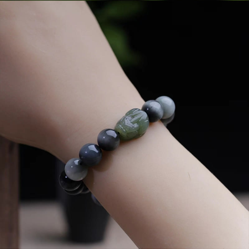Nimara Ritual Natural Eagle's Eye Stone Hetian Jade Pixiu Confidence Bracelet