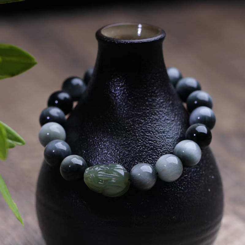 Nimara Ritual Natural Eagle's Eye Stone Hetian Jade Pixiu Confidence Bracelet