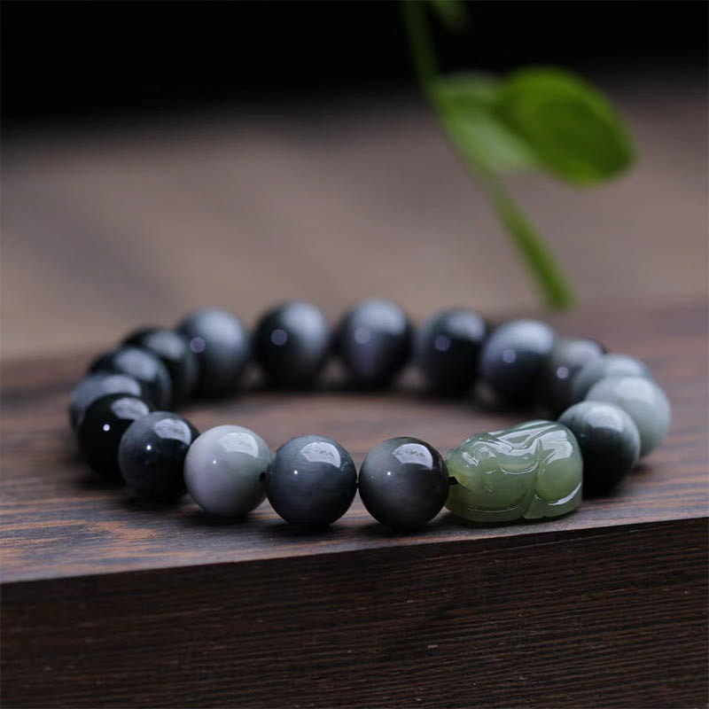 Nimara Ritual Natural Eagle's Eye Stone Hetian Jade Pixiu Confidence Bracelet