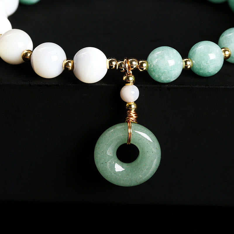 Nimara Ritual Jade Trochus Horseshoe Snail Peace Buckle Charm Abundance Bracelet