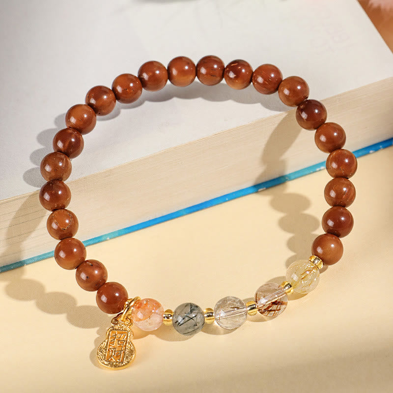 Nimara Ritual Green Phantom Citrine Rutilated Quartz Super Seven Crystal Confidence Bracelet