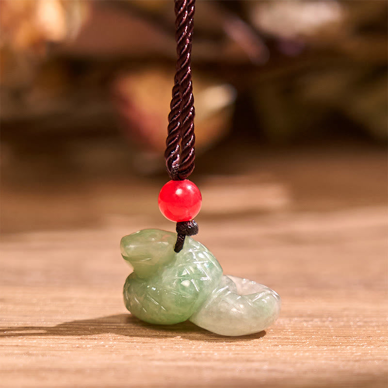Nimara Ritual Chinese Zodiac Year of the Snake Natural Jade Luck Necklace Pendant