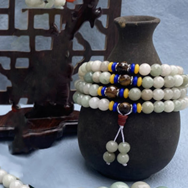 Nimara Ritual 108 Mala Beads Natural Shetai jade Luck Prosperity Bracelet