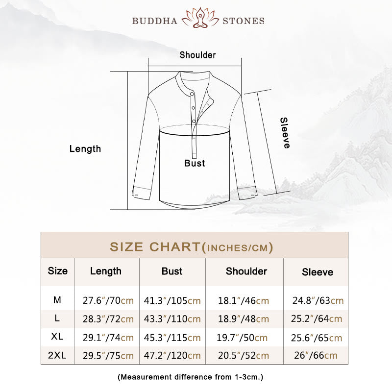 Nimara Ritual Solid Color Long Sleeve Half Button Shirt Cotton Linen Men Clothing