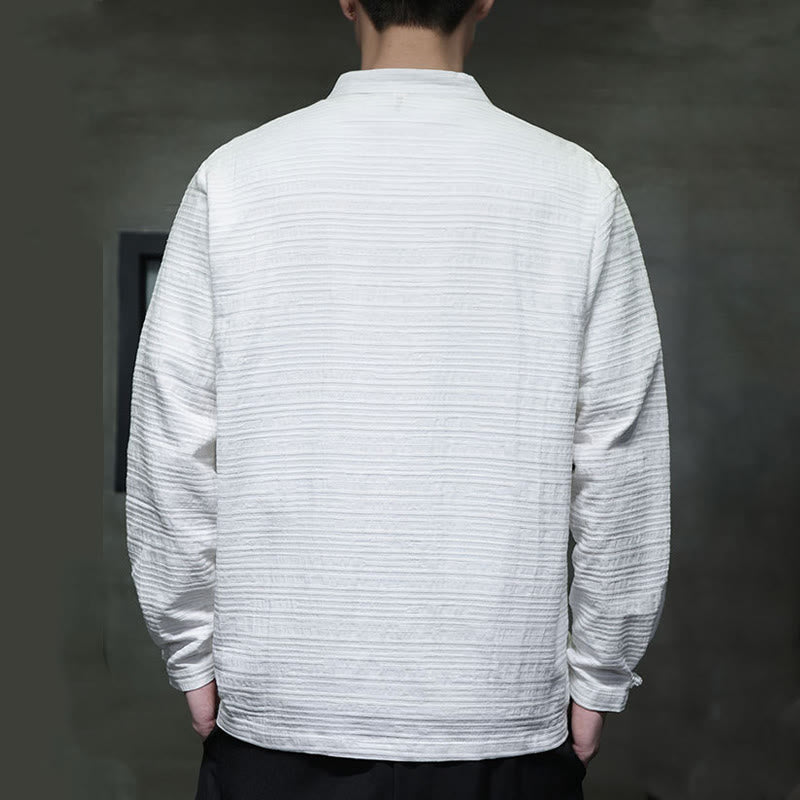Nimara Ritual Solid Color Half Frog-button Tang Suit Cotton Linen Men's Jacket Shirt