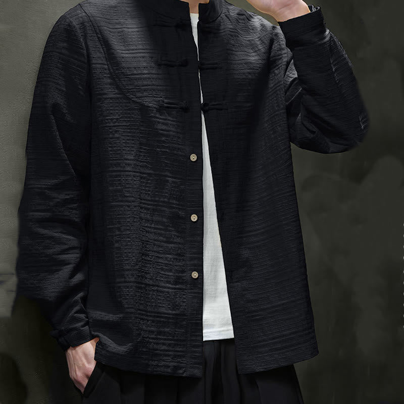 Nimara Ritual Solid Color Half Frog-button Tang Suit Cotton Linen Men's Jacket Shirt