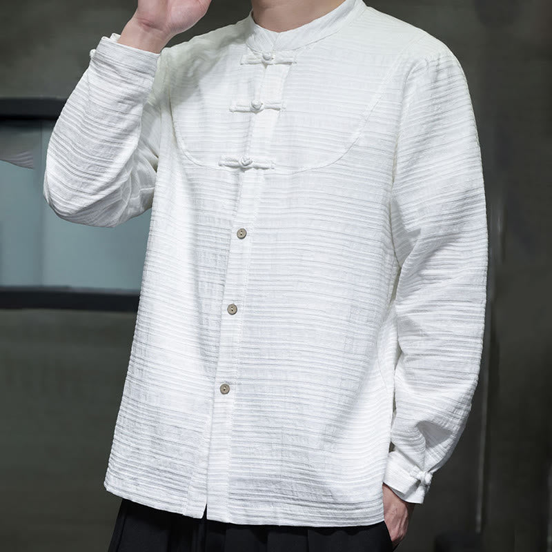 Nimara Ritual Solid Color Half Frog-button Tang Suit Cotton Linen Men's Jacket Shirt