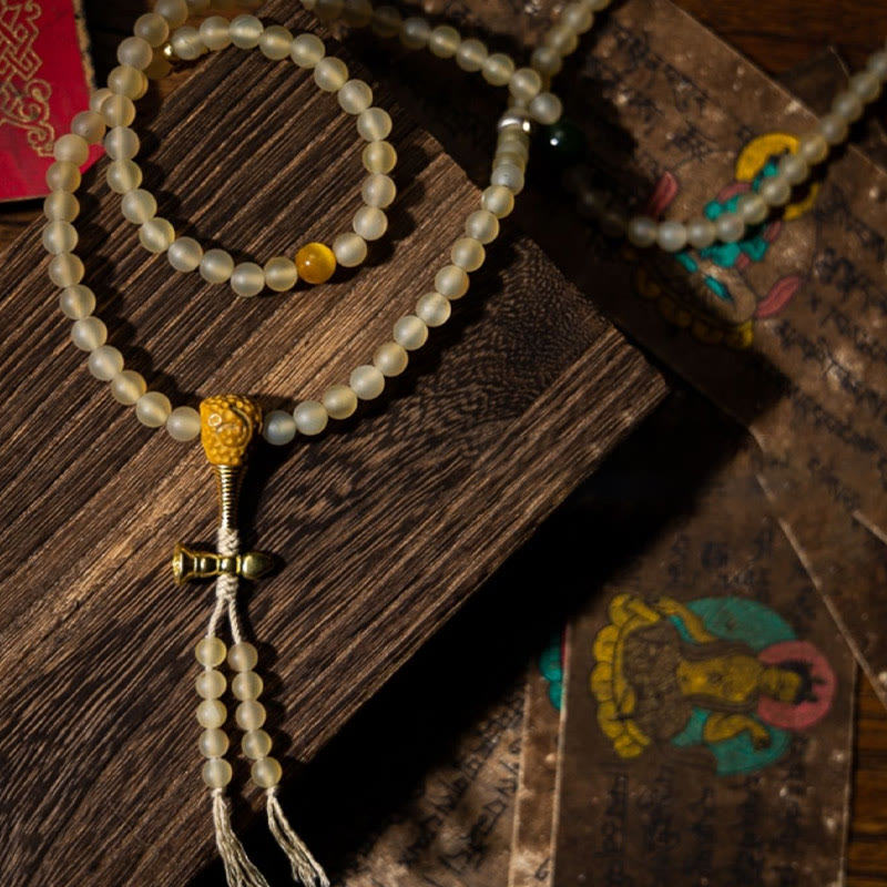 Nimara Ritual Tibet 108 Mala Beads Chinese Zodiac Natal Buddha Natural Sheep Horn Wealth Bracelet
