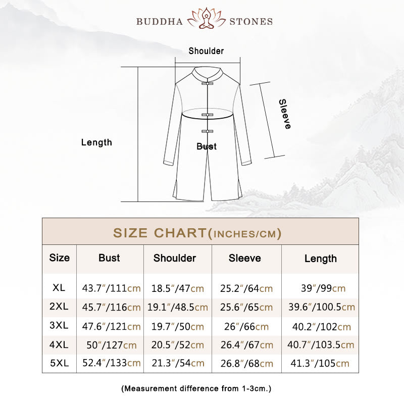 Nimara Ritual Fall Simple Frog-Button Linen Men's Mid-length Coat Zen Clothing