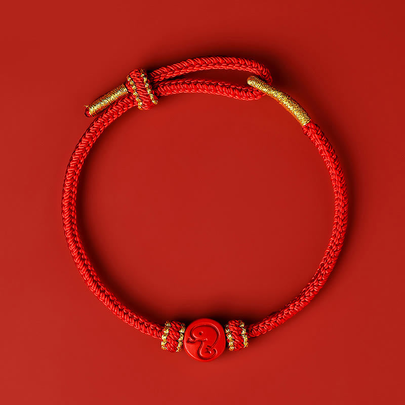 Nimara Ritual Chinese Zodiac Red String Eight Thread Peace Knot Cinnabar Protection Luck Bracelet