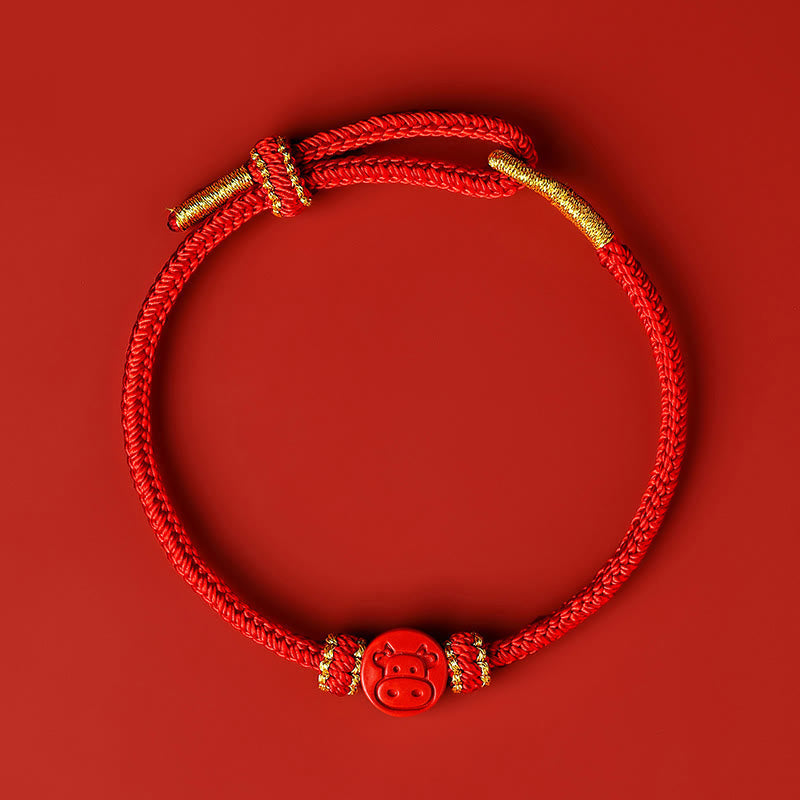 Nimara Ritual Chinese Zodiac Red String Eight Thread Peace Knot Cinnabar Protection Luck Bracelet