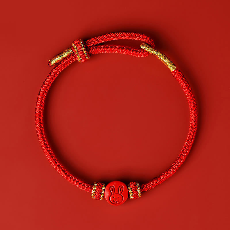 Nimara Ritual Chinese Zodiac Red String Eight Thread Peace Knot Cinnabar Protection Luck Bracelet