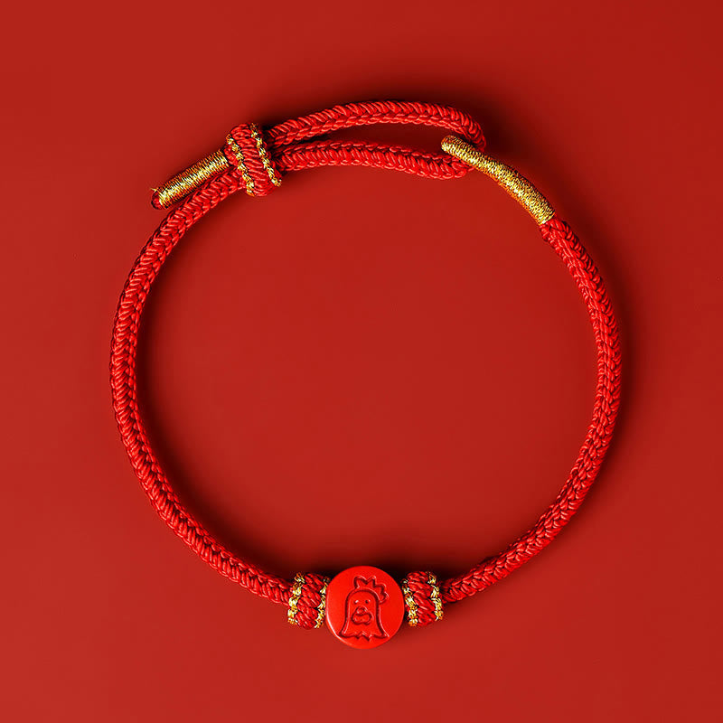 Nimara Ritual Chinese Zodiac Red String Eight Thread Peace Knot Cinnabar Protection Luck Bracelet