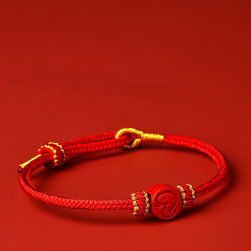 Nimara Ritual Chinese Zodiac Red String Eight Thread Peace Knot Cinnabar Protection Luck Bracelet