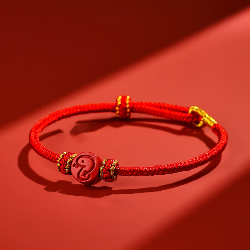 Nimara Ritual Chinese Zodiac Red String Eight Thread Peace Knot Cinnabar Protection Luck Bracelet